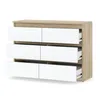 A modern dresser with six drawers, two on top and four below, in a light wood and white finish. Produktbild-Vorschau