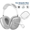 A pair of white Apple AirPods Max headphones with clear protective cases shown on a white background, along with marketing icons and text. Produktbild-Vorschau