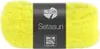 A ball of yellow yarn with a black label. Produktbild-Vorschau