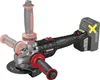 A cordless angle grinder with a battery pack attached, shown from a side-angle. Produktbild-Vorschau