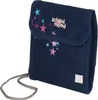 A navy blue wallet with pink and light blue stars and the text 'school mood' on it. Voir les images du produit