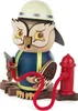 Räucherfigur Eule Feuerwehrmann mit Schlauch Höhe 19cm NEU Produktbild-Vorschau 1