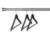 Three black hangers on a silver rod against a white background. Produktbild-Vorschau