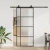 vidaXL Schiebetür mit Beschlag Schwarz 90x205 cm ESG-Glas Produktbild-Vorschau 2