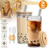 2er 24OZ Bubble Tea Becher Trinkgläser Masongläser mit Produktbild-Vorschau 12
