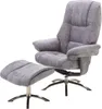 Relaxsessel mit Hocker - Hellgrau - Mikrofaserbezug - mit Produktbild-Vorschau 4