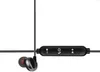 A close-up shot of a pair of black wireless earbuds with a control unit. Produktbild-Vorschau