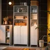 A bathroom storage unit with shelves and cabinets, containing toiletries and towels. Náhled obrázku produktu