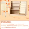 A diagram showing the assembly parts and dimensions of a wooden bookshelf. Anteprima dell’immagine prodotto