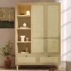 Abrihome Kleiderschrank mit 2 Türen und Rattan‑Flechten, Produktbild-Vorschau 2
