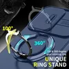 A close-up marketing image of a blue phone case with a rotating ring stand feature. Produktbild-Vorschau