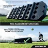 A soccer training device on a field with a player. Voir les images du produit