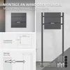 A collage showing a mailbox mounted on a wall and on a stand, with diagrams illustrating dimensions and mounting instructions. Produktbild-Vorschau