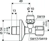 Valvola ad angolo Schell 3/8" con rosetta a spinta, 1 pz. Anteprima dell’immagine prodotto 2