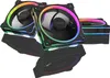 Three computer fans with RGB lighting are shown in a studio setting with a white background and reflections. Podgląd zdjęcia produktu