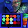 Körperfarbe fluoreszierend, 15 Farben Bodypaint mit Pinsel, Produktbild-Vorschau 1