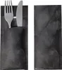 520 Bestecktaschen mit Serviette schwarz marmoriert 20 cm Produktbild-Vorschau 3