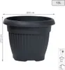 A black planter pot with dimensions and capacity indicated. Produktbild-Vorschau