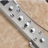 A close-up view of a modern stainless steel shower panel with multiple controls and jets. Náhľad obrázku produktu