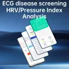 A marketing image showing multiple smartphone screens displaying ECG analysis data. Náhled obrázku produktu
