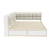 A white and beige upholstered bed frame with drawers. Náhled obrázku produktu