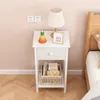 Table de chevet avec tiroir, étagère, commode et armoire, Voir les images du produit 4