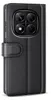 A black leather flip case for a smartphone, shown from the side. Produktbild-Vorschau