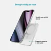 A smartphone is shown attached to a transparent power bank. Produktbild-Vorschau