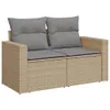 vidaXL Tuinbank met kussens, 2-zits, beige, van polyrotan Productafbeelding-voorbeeld 1