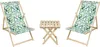 Two deck chairs and a small folding table are arranged on a white background. Produktbild-Vorschau