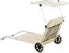 A beige beach lounger with wheels and a canopy, shown against a white background. Náhled obrázku produktu