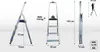 Multiple views of an aluminum stepladder with dimensions and weight capacity indicated. Náhled obrázku produktu