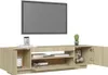 A TV stand with a television mounted above it. Náhľad obrázku produktu