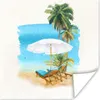 MuchoWow® Poster Strandkorb - Sonnenschirm - Palme 100x100 Produktbild-Vorschau 1