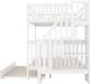 A white bunk bed with stairs and a pull-out bed. Produktbild-Vorschau
