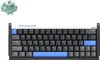 A mechanical keyboard switch and a compact mechanical keyboard are displayed against a white background. Produktbild-Vorschau