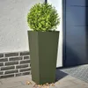 vidaXL Pflanzkübel 2 Stk. Olivgrün 35x35x75 cm Stahl Produktbild-Vorschau 2