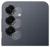 A close-up view of a smartphone's camera lenses with protective films. Produktbild-Vorschau