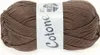 A ball of brown yarn with a label. Produktbild-Vorschau