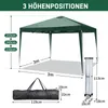Diagram showing dimensions and features of a green pop-up gazebo. Podgląd zdjęcia produktu
