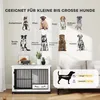 A white dog crate is shown in a room with various dog breed illustrations on the wall. A sofa is visible on the right. Anteprima dell’immagine prodotto