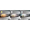 Three images showing a kitchen counter with under-cabinet lighting, demonstrating different color temperatures. Produktbild-Vorschau