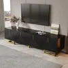 A modern living room with a black TV stand and a large television mounted on the wall. Anteprima dell’immagine prodotto