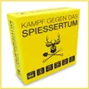 A yellow game box with black text and graphics, presented at an angle on a white background. Produktbild-Vorschau