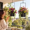 Blumenampel 2er Set Schwarz aus Metall – Pflanzenampel für Produktbild-Vorschau 4