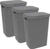 Three gray laundry baskets of varying sizes are arranged diagonally on a white background. Produktbild-Vorschau