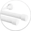 Close-up of two white curtain rods with end caps. Anteprima dell’immagine prodotto