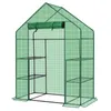A green greenhouse with shelves against a white background. Voir les images du produit