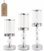 Lot de 3 bougeoirs argentés de 40,5 cm – Bougeoirs en verre Voir les images du produit 1