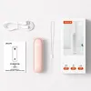 A flat lay of a pink portable fan, its accessories, and packaging. Anteprima dell’immagine prodotto